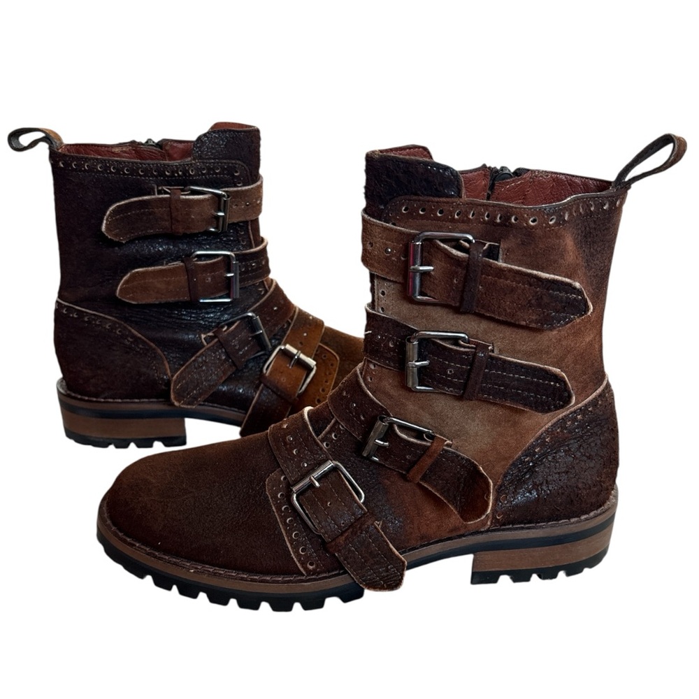 CORRAL ANKLE ROUND TOE HERITAGE Distressed  WESTERN Moto Buckle BOOT-F1184